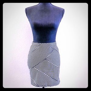 Black & White Asymmetrical Pattern Mini Skirt